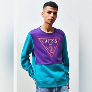 GUESS Mens Roy Blocked Crew Neck Sweatshirt -421